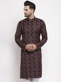 Jompers Men Brown Printed Kurta Only | Grocsy