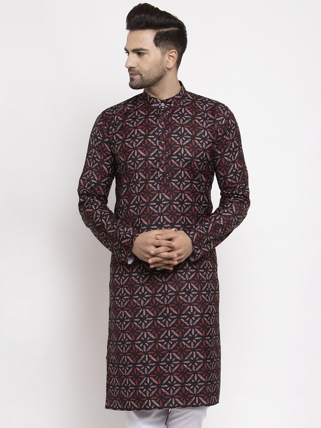 Jompers Men Brown Printed Kurta Only | Grocsy