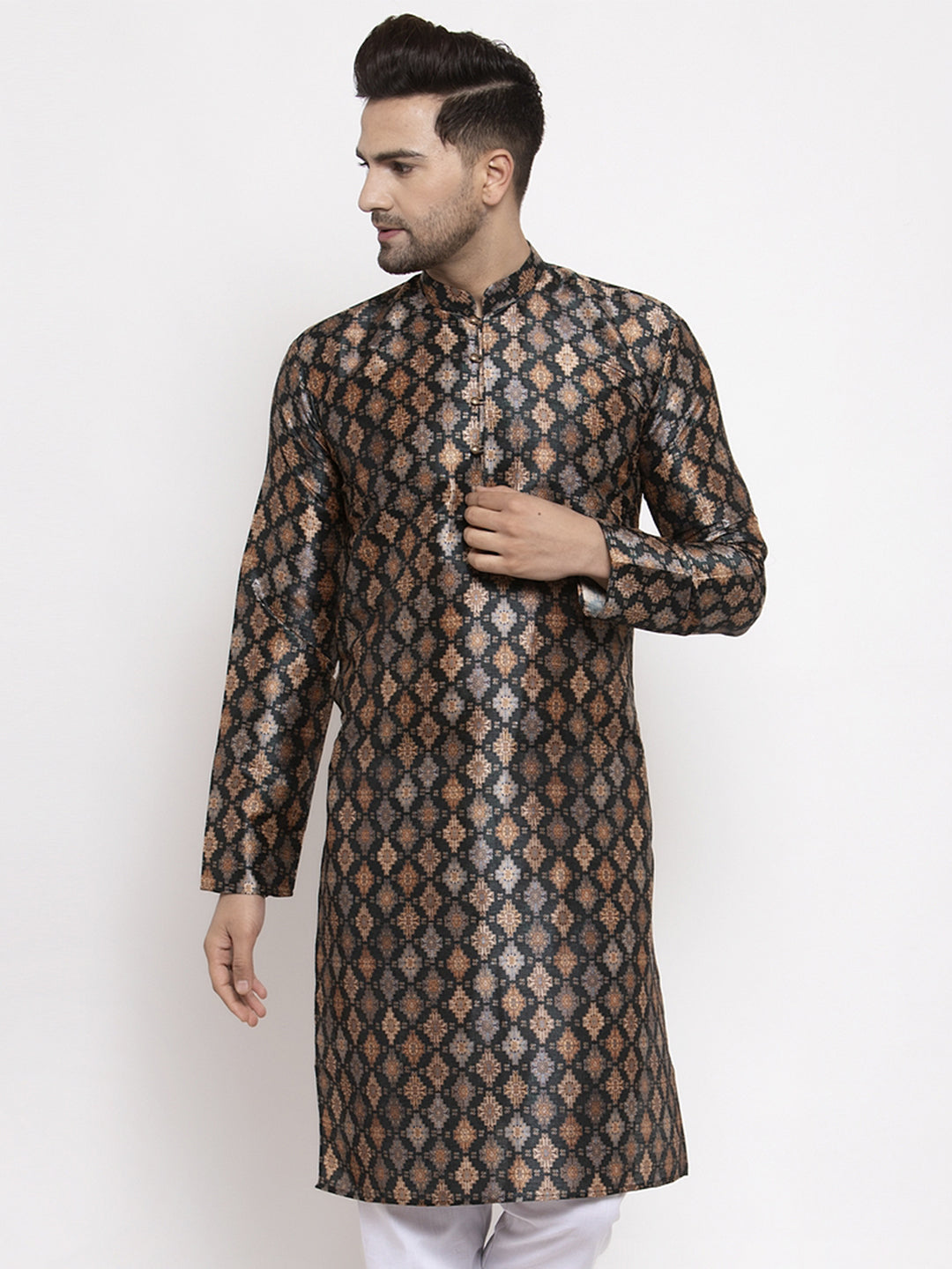 Jompers Men Black Printed Kurta Only | Grocsy