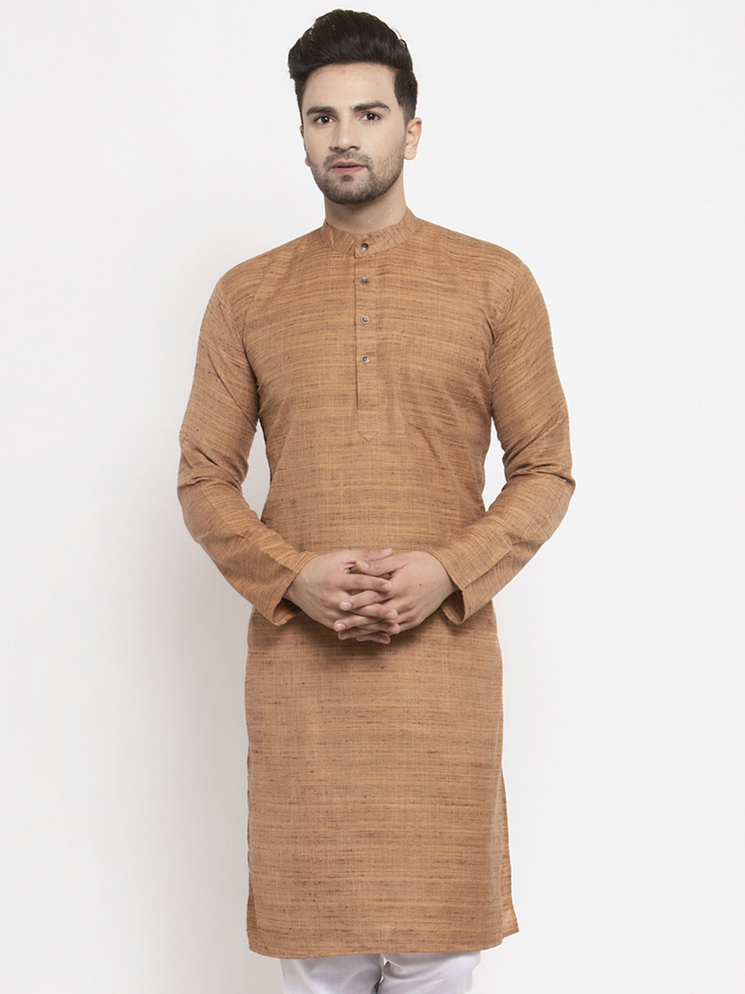 Jompers Men Brown Self Design Kurta Only | Grocsy