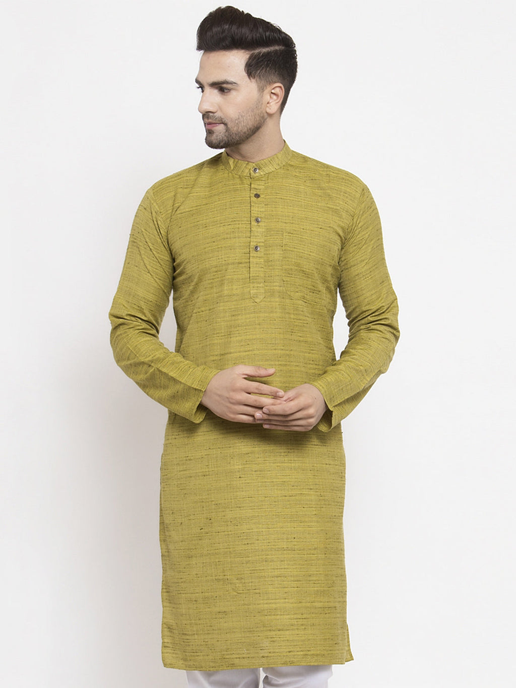 Jompers Men Green Self Design Kurta Only | Grocsy