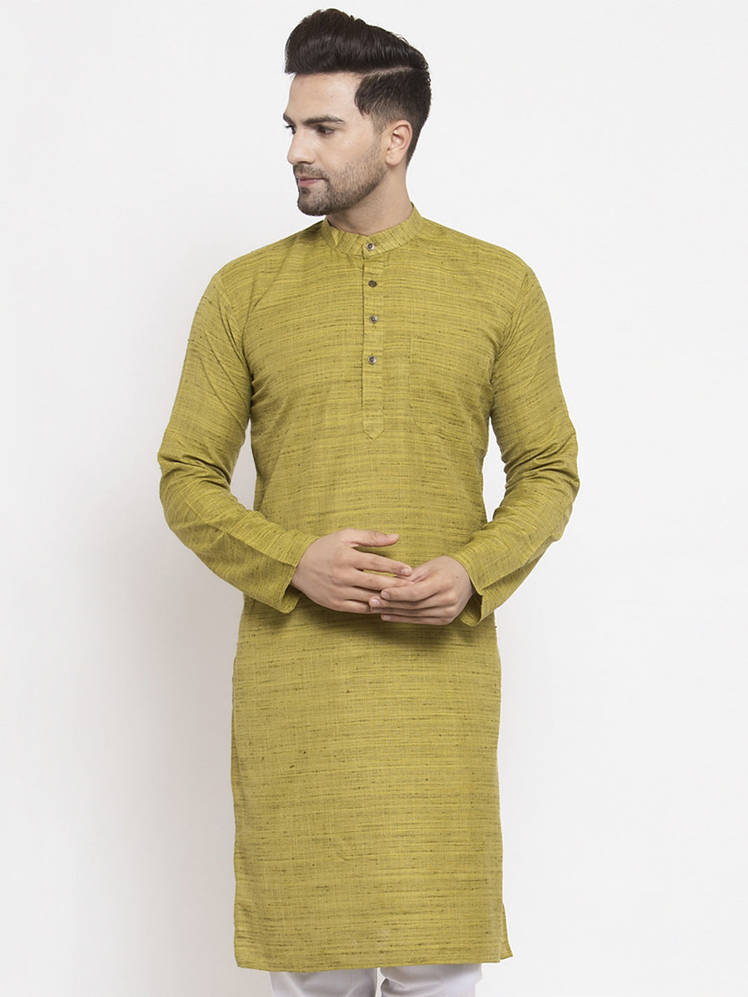 Jompers Men Green Self Design Kurta Only | Grocsy