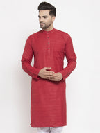 Jompers Men Maroon Self Design Kurta Only | Grocsy