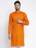 Jompers Men's Orange Printed Kurta Only | Grocsy