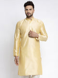 Jompers Men's Golden Solid Dupion Silk Kurta Only | Grocsy