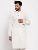 Jompers Men Cream Embroidered Kurta Only | Grocsy