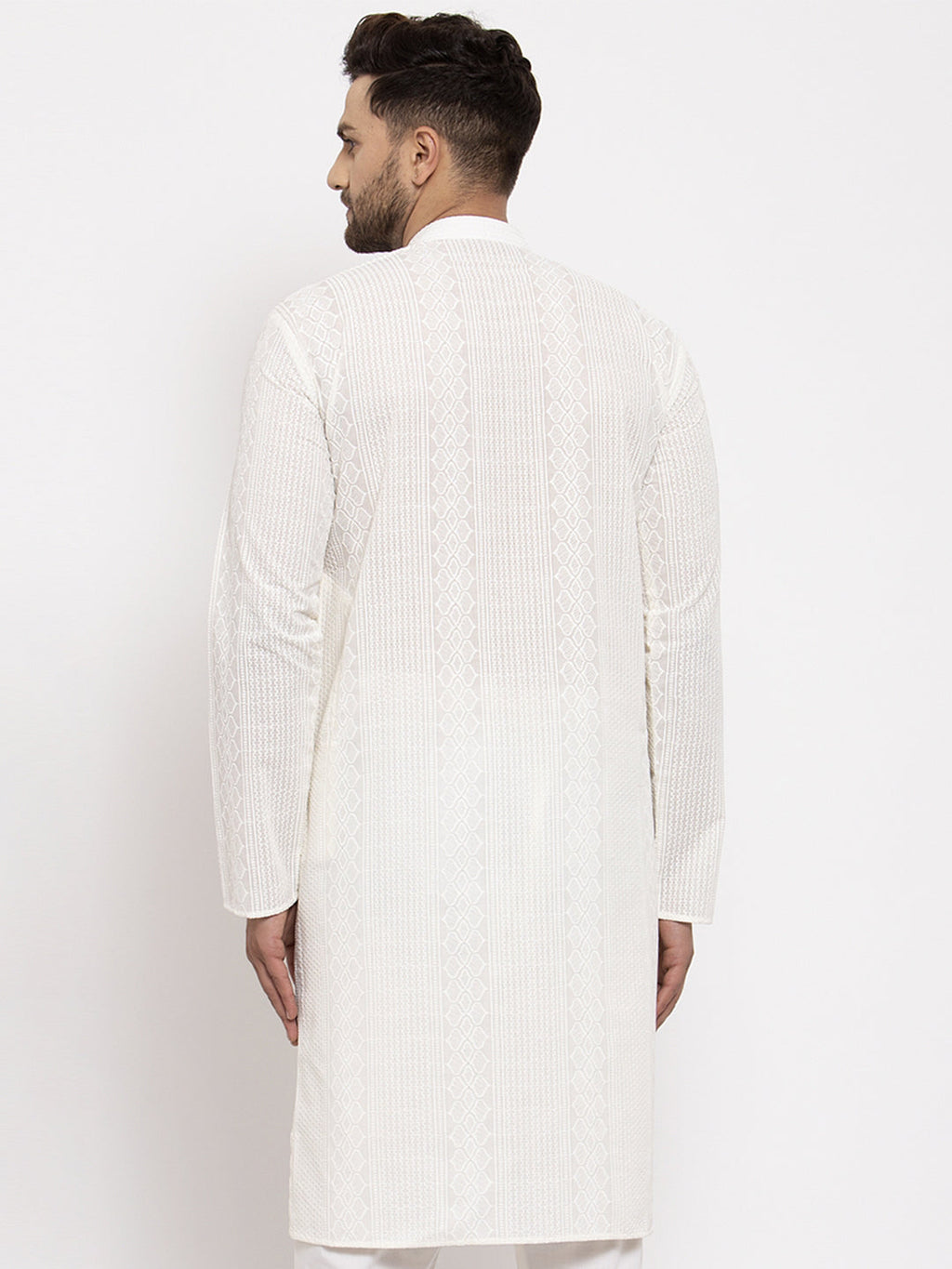 Jompers Men Cream Embroidered Kurta Only | Grocsy