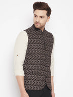 Even Apparels Black Merino Men Woven Nehru Jacket BF539 | Grocsy