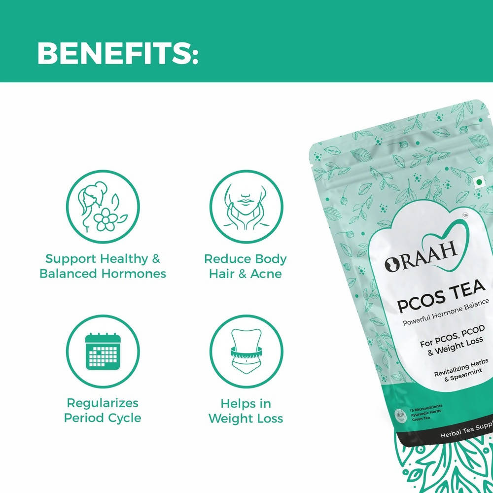 Oraah PCOS PCOD Herbal Tea - Spearmint Flavour | Grocsy