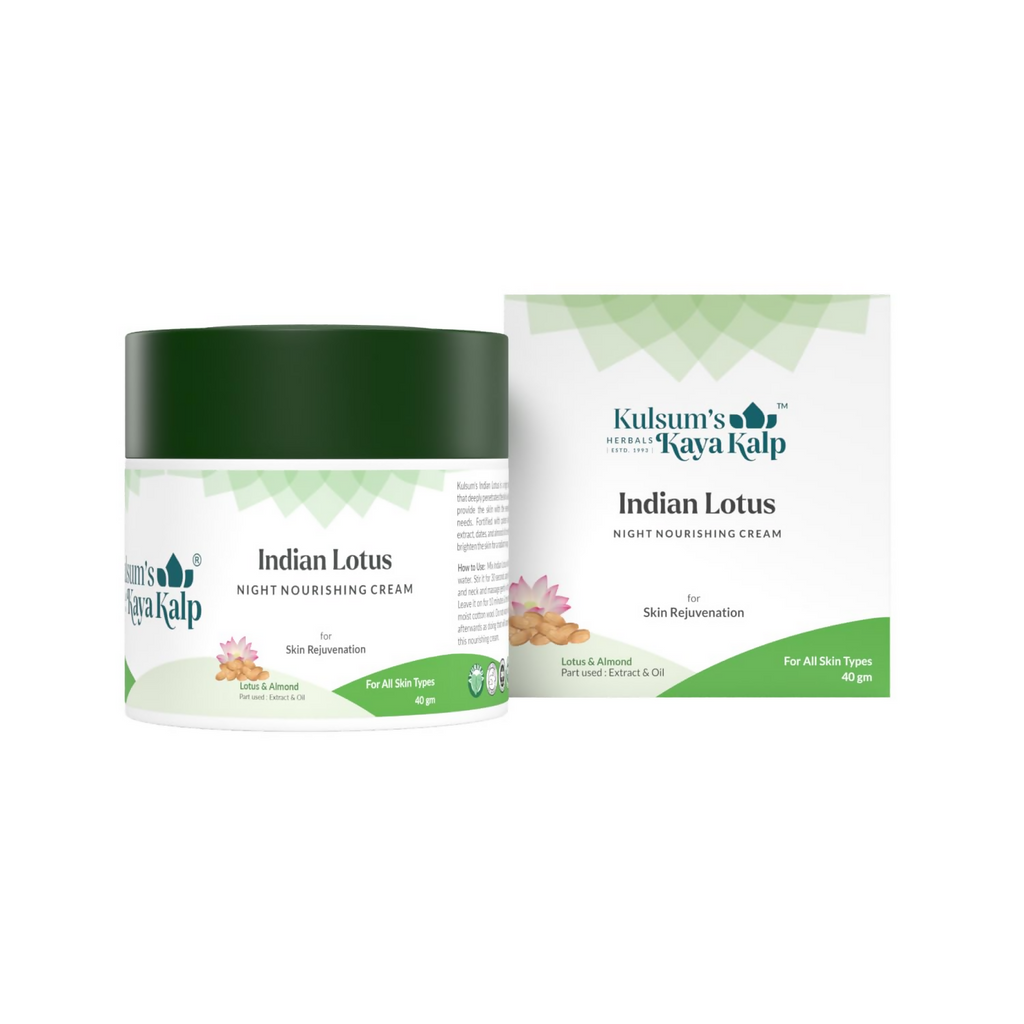 Kulsum's Kaya Kalp Indian Lotus Night Nourishing Cream For Skin Rejuvenation | Grocsy