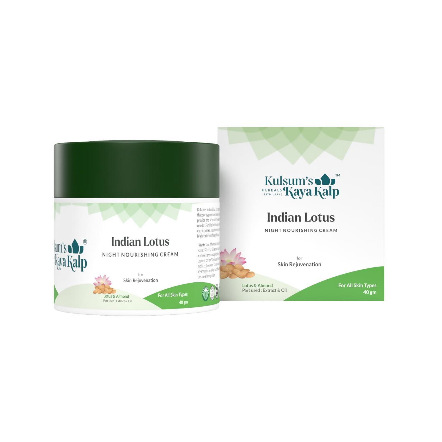 Kulsum's Kaya Kalp Indian Lotus Night Nourishing Cream For Skin Rejuvenation | Grocsy