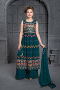 Kids Wedding Designer Rama Georgette Naira Cut Salwar Suit - Aaradhna | Grocsy