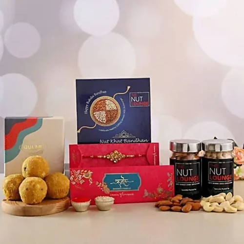Kundan Rakhi With Dry Fruits & Besan Laddoos | Grocsy