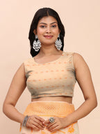 Shree Shyam Fashion Linen Cotton Orange Saree | Grocsy