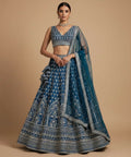 Lehenga Mart Teal Faux Georgette Designer Bollywood Style Wedding Wear Lehenga Choli | Grocsy