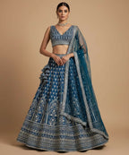 Lehenga Mart Teal Faux Georgette Designer Bollywood Style Wedding Wear Lehenga Choli | Grocsy