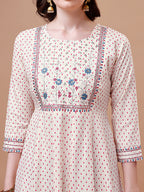 Embroidered Printed Pink Rayon Ethnic Dress, Multicolor - Hiral Fashion | Grocsy