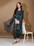 Embroidered & Printed Nyra Cut Kurta With Pant & Dupatta, Blue - Hiral Fashion | Grocsy