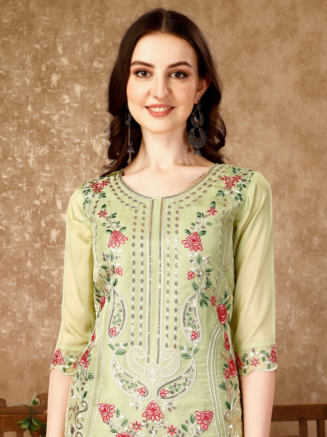 Pakistani Embroidered Kurta With Embroidered Pant & Embroidered Organza Dupatta Luxury Premium, Multicolor - Hiral Fashion | Grocsy