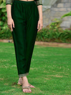 Embroidered Kurta With Pant & Embroidered Dupatta, Bottle-Green - Hiral Fashion | Grocsy