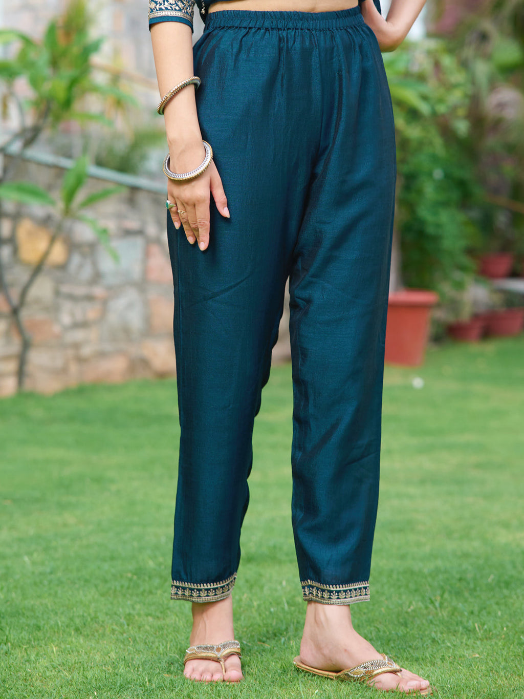 Embroidered Kurta With Pant & Embroidered Dupatta, Navy Blue - Hiral Fashion | Grocsy