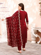 Sequinned Embroidered Kurta With Pant & Embroidered Dupatta Premium, Multicolor - Hiral Fashion | Grocsy