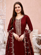 Sequinned Embroidered Kurta With Pant & Embroidered Dupatta Premium, Multicolor - Hiral Fashion | Grocsy