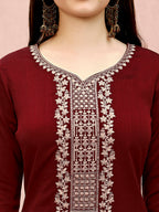 Sequinned Embroidered Kurta With Pant & Embroidered Dupatta Premium, Multicolor - Hiral Fashion | Grocsy