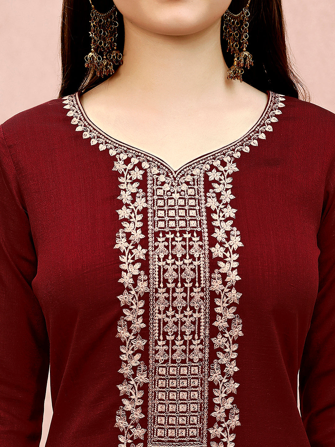 Sequinned Embroidered Kurta With Pant & Embroidered Dupatta Premium, Multicolor - Hiral Fashion | Grocsy