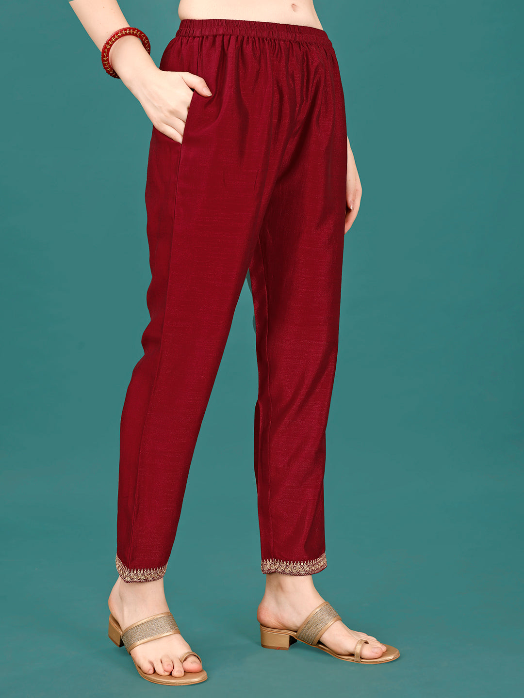 Sequined Embroidered Straight Kurta With Trousers & With Embroidered Dupatta Premium, Multicolor - Hiral Fashion | Grocsy