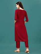 Sequined Embroidered Straight Kurta With Trousers & With Embroidered Dupatta Premium, Multicolor - Hiral Fashion | Grocsy