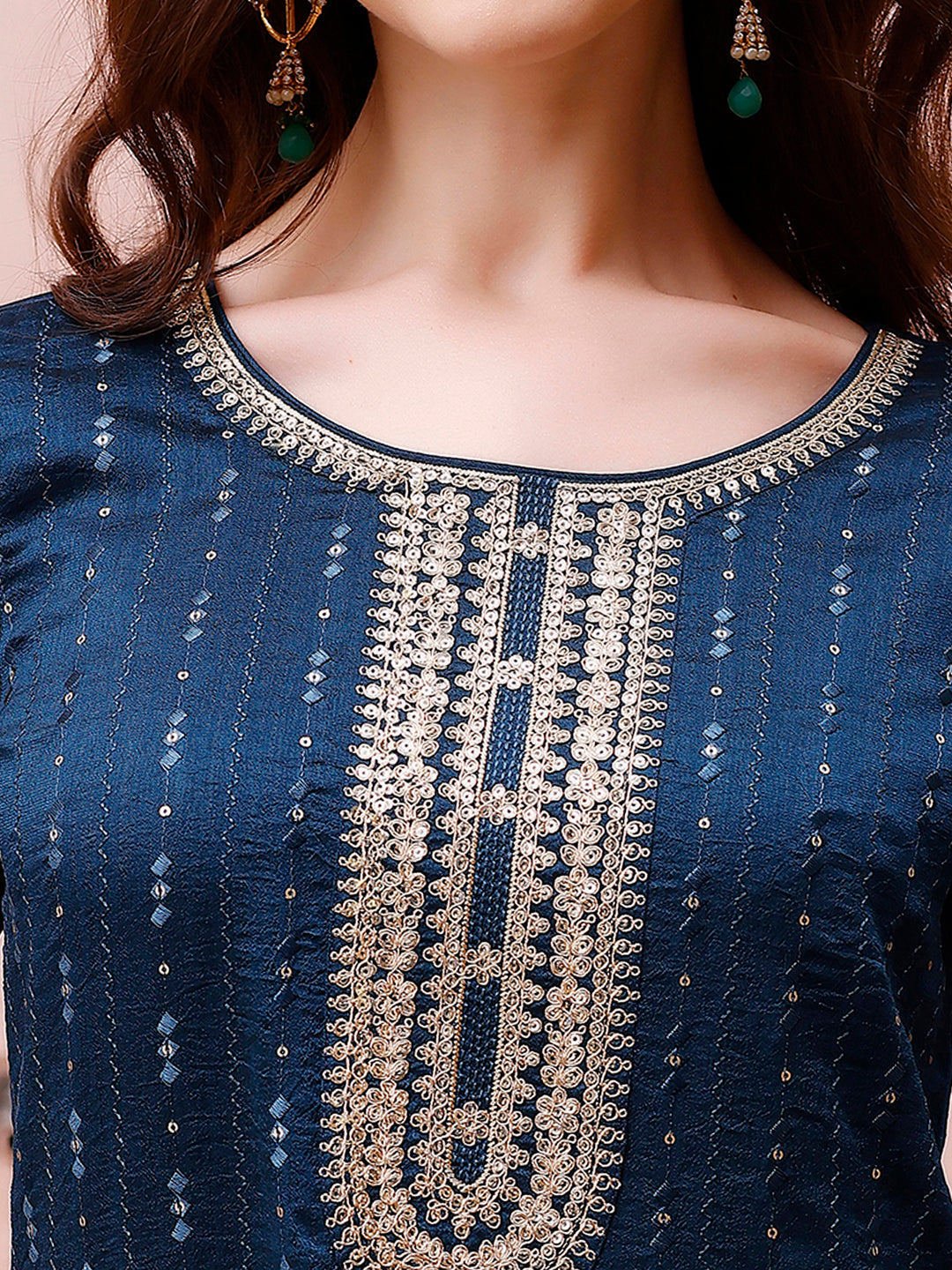 Sequined Embroidered Kurta With Pant & Embroidered Dupatta Premium Luxury, Multicolor - Hiral Fashion | Grocsy