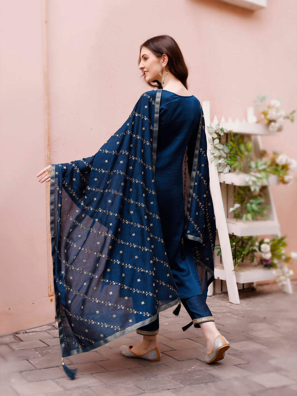 Sequined Embroidered Kurta With Pant & Embroidered Dupatta Premium Luxury, Multicolor - Hiral Fashion | Grocsy