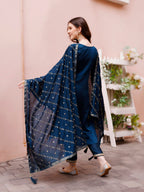 Sequined Embroidered Kurta With Pant & Embroidered Dupatta Premium Luxury, Multicolor - Hiral Fashion | Grocsy