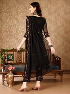 Pakistani Embroidered Kurta With Embroidered Pant & Embroidered Dupatta Premium Luxury, Multicolor - Hiral Fashion | Grocsy
