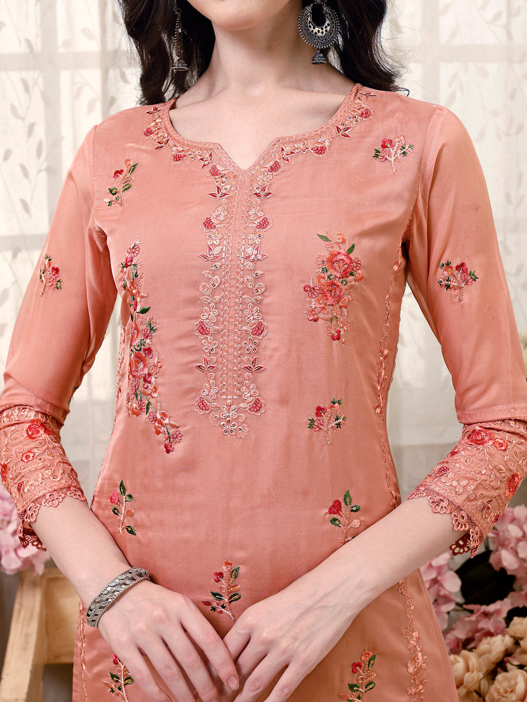 Pakistani Embroidered Kurta With Embroidered Pant & Embroidered Dupatta Premium Luxury, Multicolor - Hiral Fashion | Grocsy