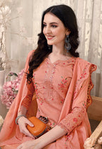 Pakistani Embroidered Kurta With Embroidered Pant & Embroidered Dupatta Premium Luxury, Multicolor - Hiral Fashion | Grocsy