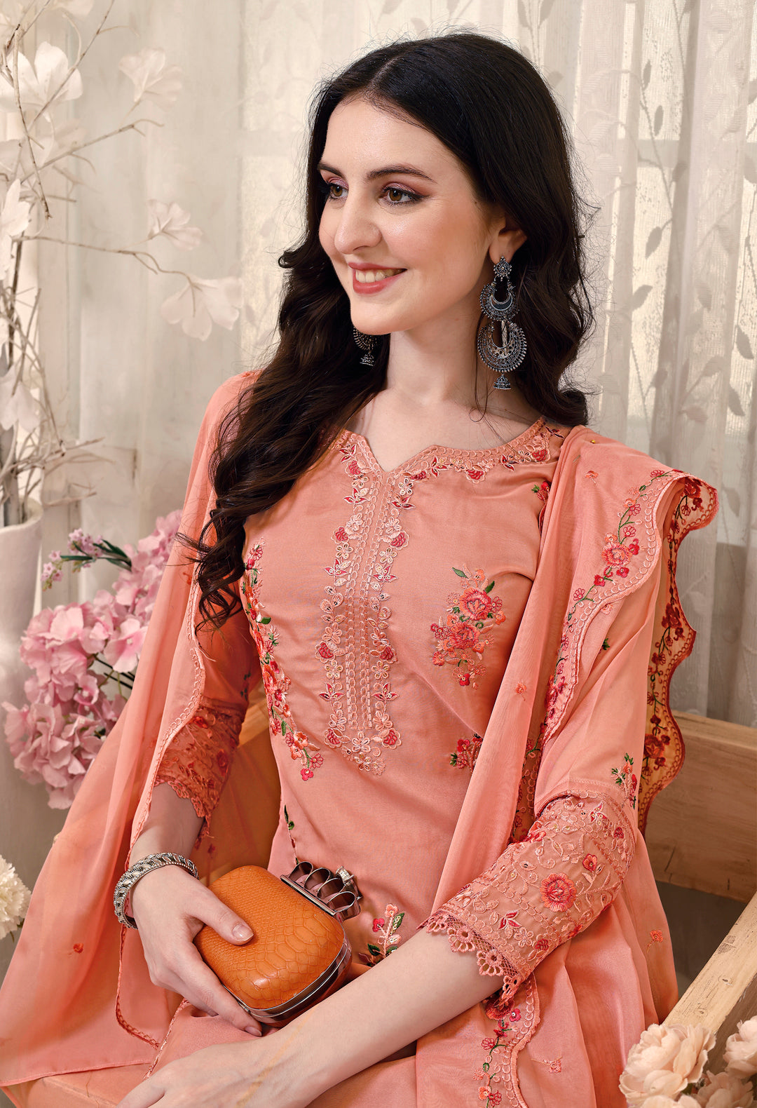 Pakistani Embroidered Kurta With Embroidered Pant & Embroidered Dupatta Premium Luxury, Multicolor - Hiral Fashion | Grocsy