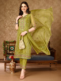 Pakistani Embroidered Organza Kurta With Pant & Embroidered Dupatta Luxury Premium, Multicolor - Hiral Fashion | Grocsy