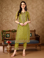 Pakistani Embroidered Organza Kurta With Pant & Embroidered Dupatta Luxury Premium, Multicolor - Hiral Fashion | Grocsy