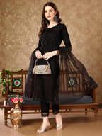 Pakistani Sequinned Embroidered Kurta With Pant & Embroidered Organza Dupatta Luxury Premium, Multicolor - Hiral Fashion | Grocsy
