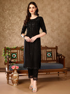 Pakistani Sequinned Embroidered Kurta With Pant & Embroidered Organza Dupatta Luxury Premium, Multicolor - Hiral Fashion | Grocsy
