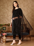Pakistani Sequinned Embroidered Kurta With Pant & Embroidered Organza Dupatta Luxury Premium, Multicolor - Hiral Fashion | Grocsy