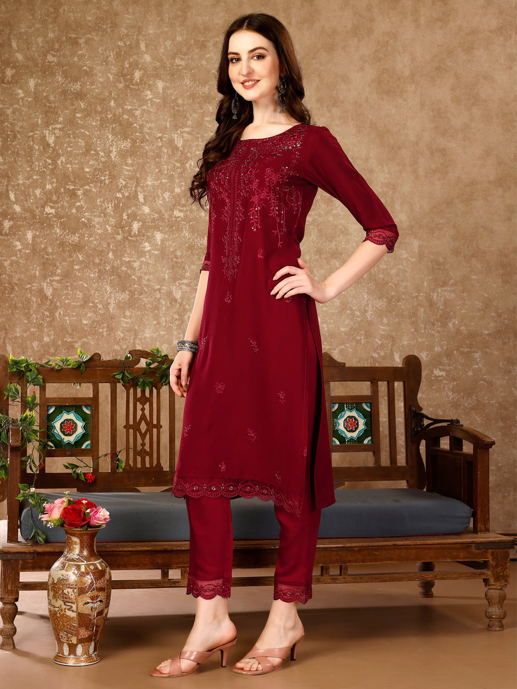 Pakistani Sequined Embroidered Kurta With Pant & Embroidered Organza Dupatta Luxury Premium, Multicolor - Hiral Fashion | Grocsy