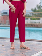 Anarkali Embroidered Kurta With Pant & Dupatta, Pink - Hiral Fashion | Grocsy