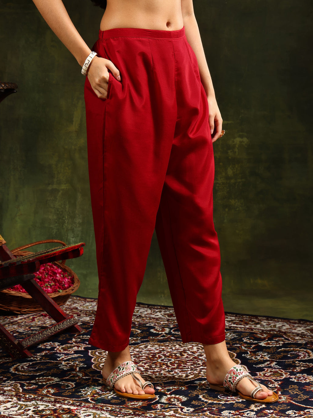 Sequined Embroidered Kurta With Pant & Embroidered Dupatta, Maroon - Hiral Fashion | Grocsy