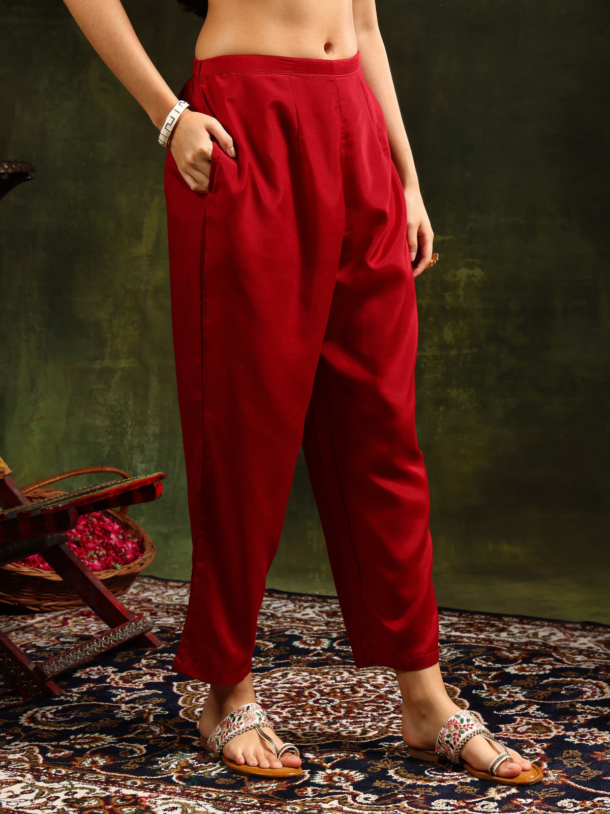Sequined Embroidered Kurta With Pant & Embroidered Dupatta, Maroon - Hiral Fashion | Grocsy