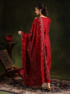 Sequined Embroidered Kurta With Pant & Embroidered Dupatta, Maroon - Hiral Fashion | Grocsy