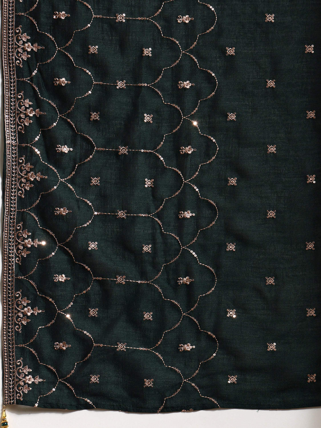 Sequined Embroidered Kurta With Pant & Embroidered Dupatta, Green - Hiral Fashion | Grocsy