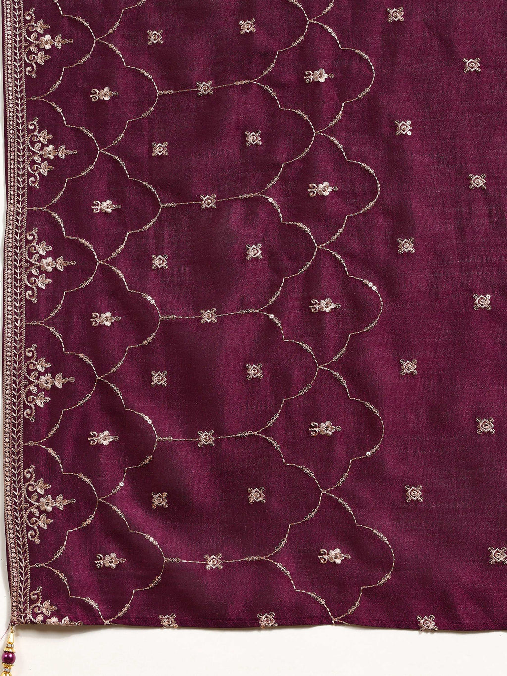 Sequined Embroidered Kurta With Pant & Embroidered Dupatta, Purple - Hiral Fashion | Grocsy